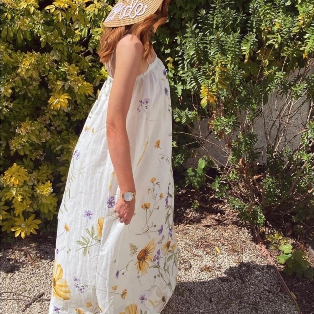 100% Linen floral maxi dress